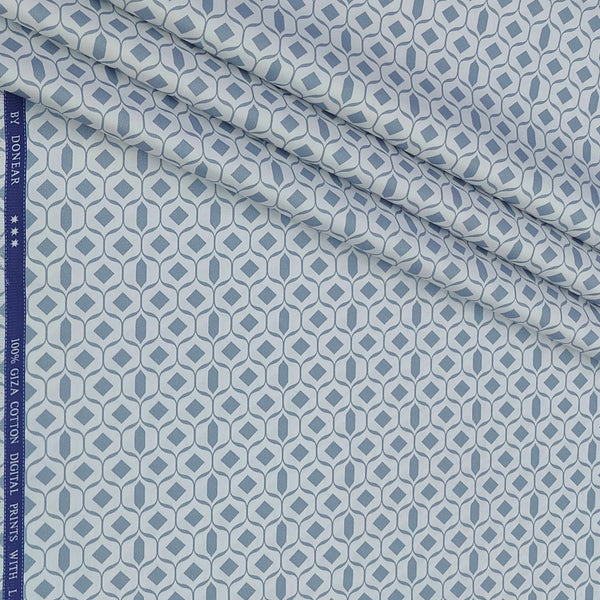 Shirt Fabric Donear Premium Giza Cotton with LA Finish Digital Print Colour White