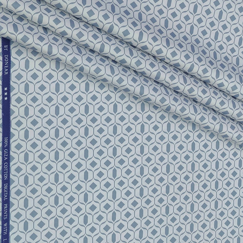 Shirt Fabric Donear Premium Giza Cotton with LA Finish Digital Print Colour White
