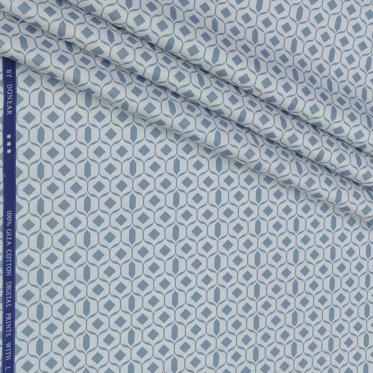 Shirt Fabric Donear Premium Giza Cotton with LA Finish Digital Print Colour White