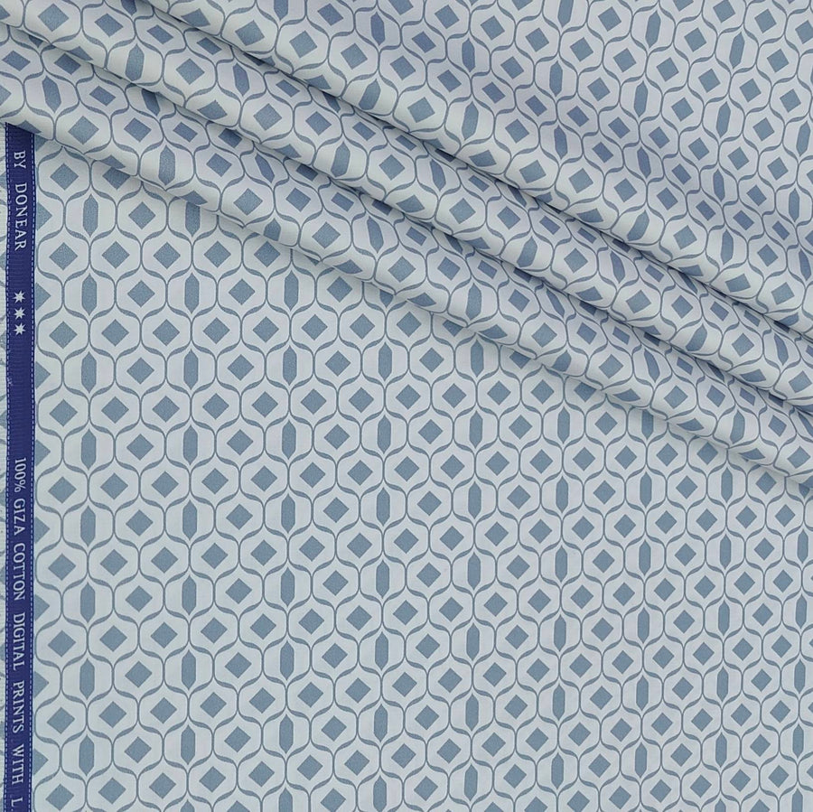 Shirt Fabric Donear Premium Giza Cotton with LA Finish Digital Print Colour White