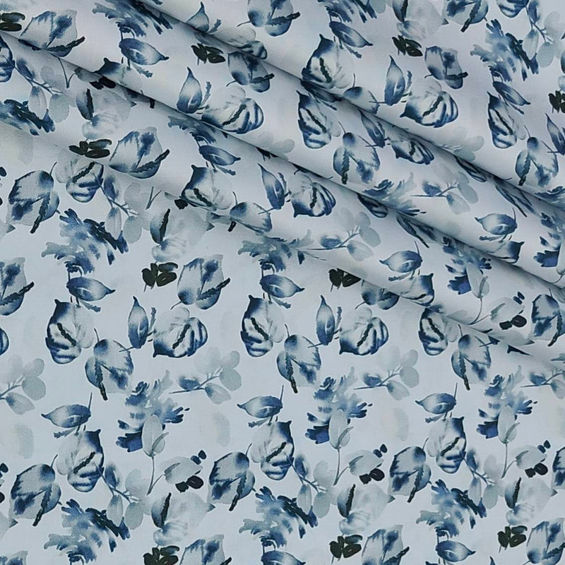 Shirt Fabric Donear Premium Giza Cotton with LA Finish Digital Print Colour Blue N White