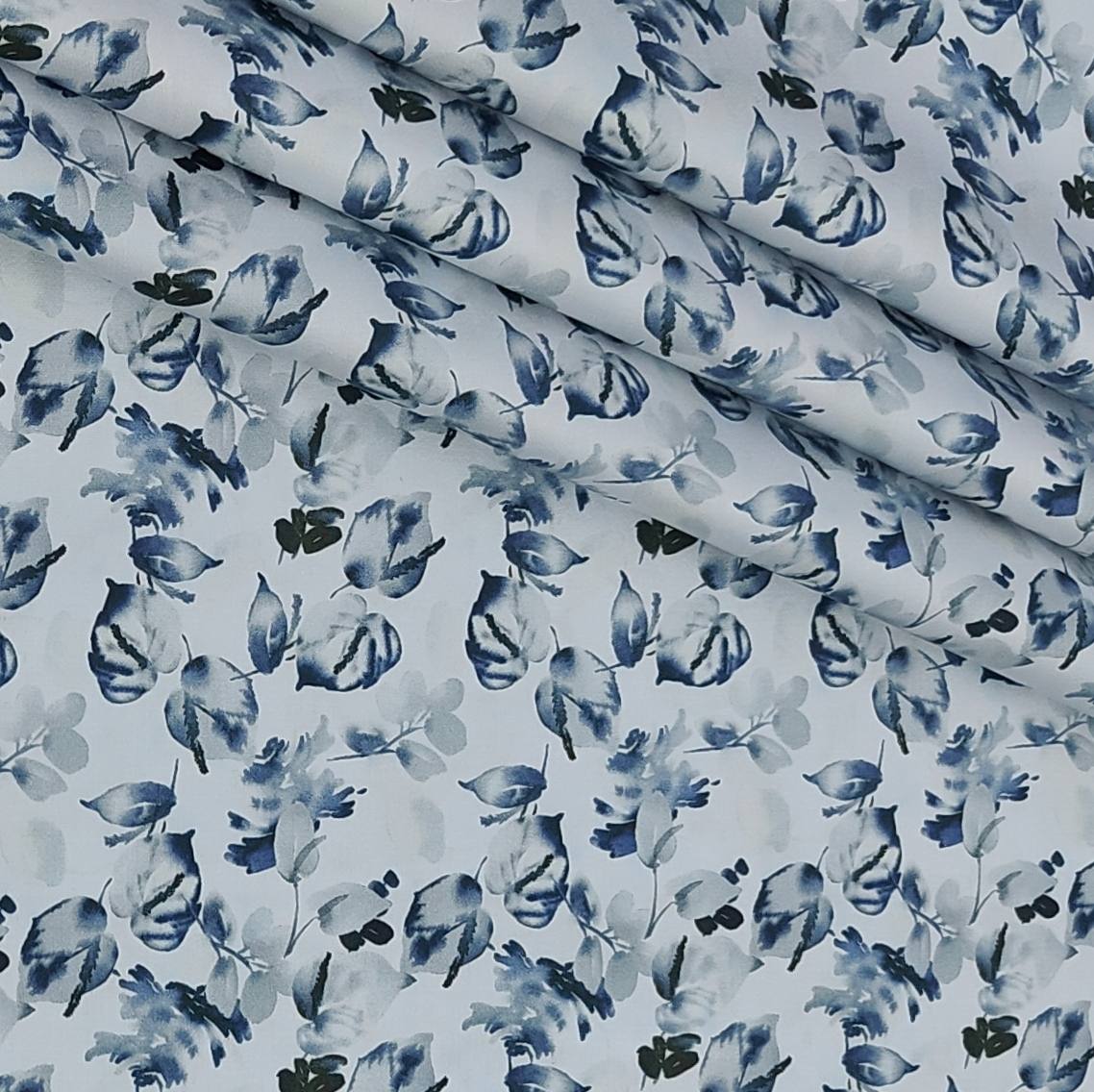 Shirt Fabric Donear Premium Giza Cotton with LA Finish Digital Print Colour Blue N White