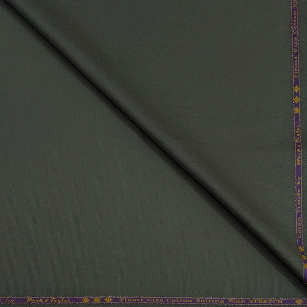 Trouser Fabric Reid & Taylor Super Fine Giza Cotton Textured Color Dull Green