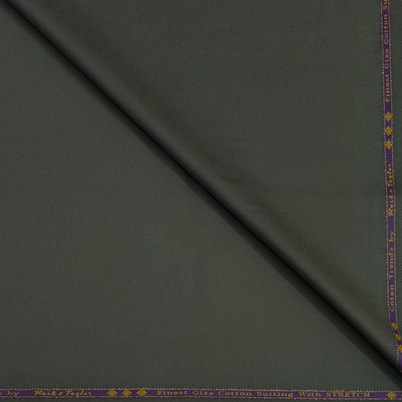 Trouser Fabric Reid & Taylor Super Fine Giza Cotton Textured Color Dull Green
