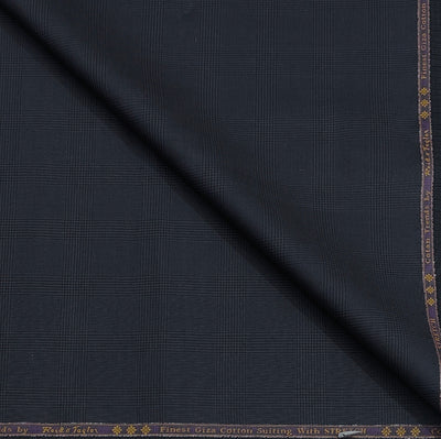 Trouser Fabric Reid & Taylor Super Fine Giza Cotton Mild Check Color Dark Blue