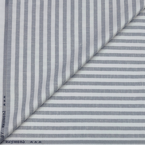 Trouser Fabric Raymond Poly Cotton Linen Look Patta Lining  Colour Grey N White
