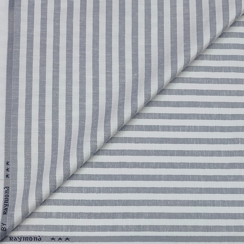 Trouser Fabric Raymond Poly Cotton Linen Look Patta Lining  Colour Grey N White