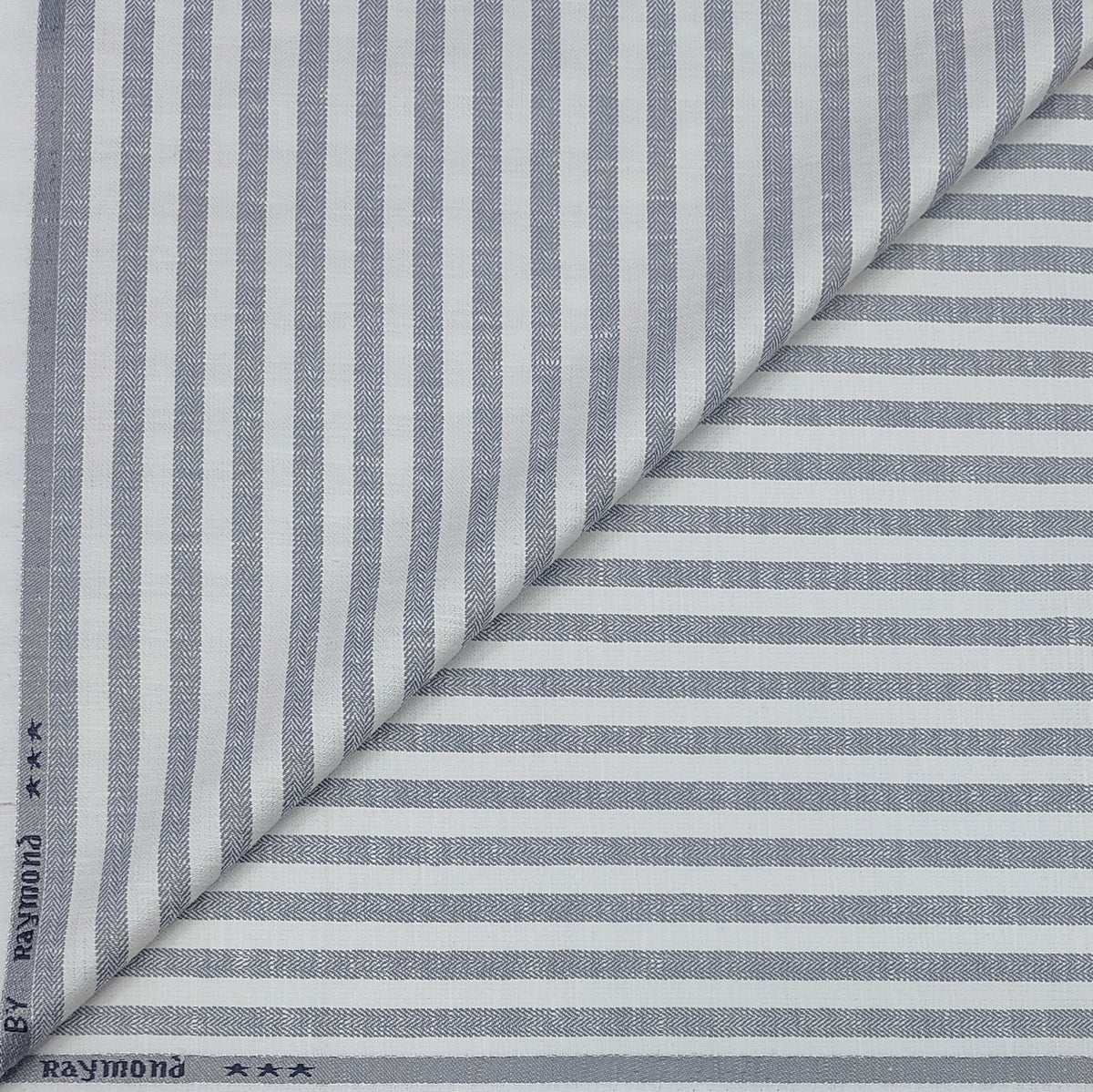 Trouser Fabric Raymond Poly Cotton Linen Look Patta Lining  Colour Grey N White