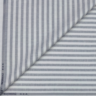 Trouser Fabric Raymond Poly Cotton Linen Look Patta Lining  Colour Grey N White