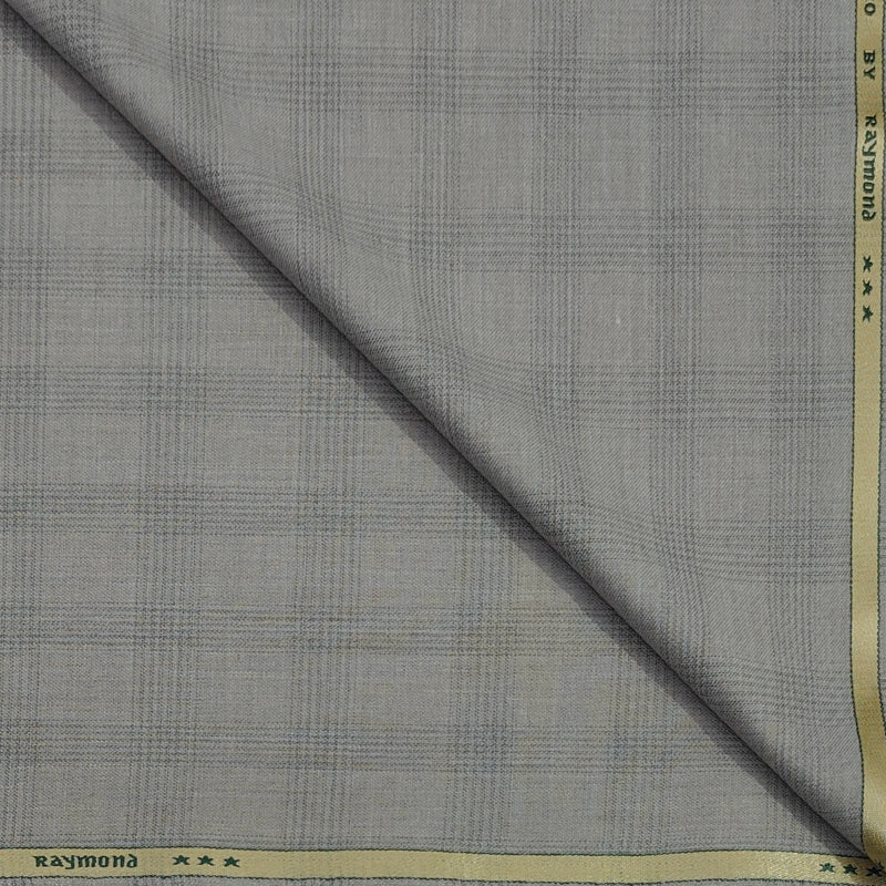Trouser Fabric Raymond Poly Viscose Mild Check Colour Dusty Brown
