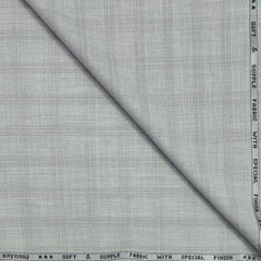 Trouser Fabric Raymond Poly Viscose Mild Check Colour Ash Grey