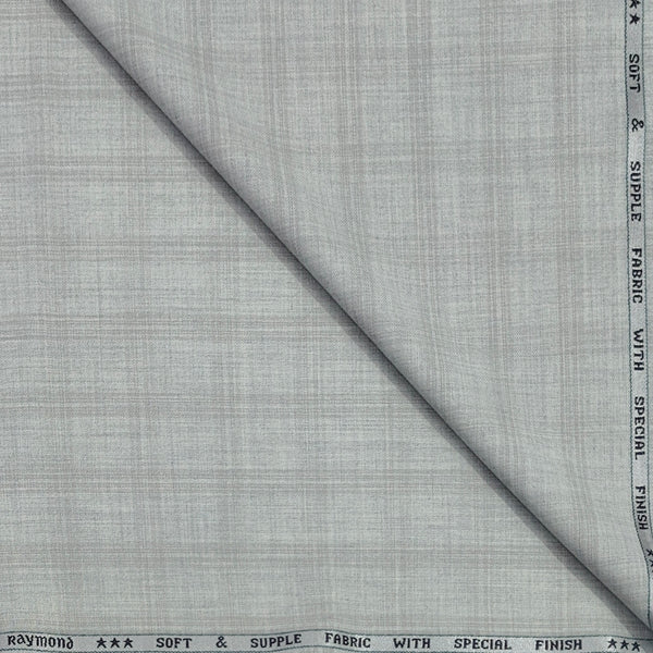 Trouser Fabric Raymond Poly Viscose Mild Check Colour Ash Grey