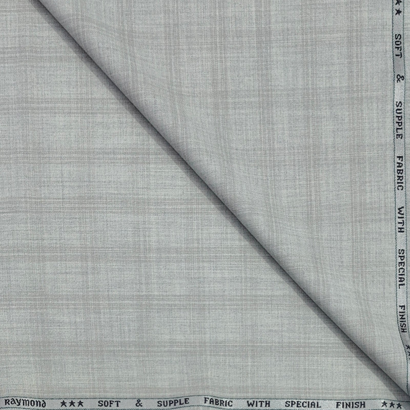 Trouser Fabric Raymond Poly Viscose Mild Check Colour Ash Grey