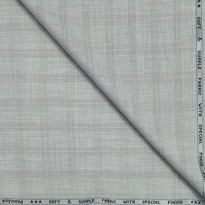 Trouser Fabric Raymond Poly Viscose Mild Check Colour Ash Grey
