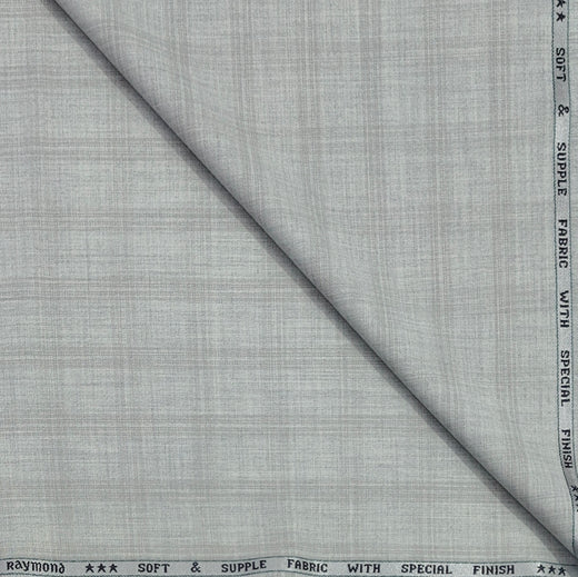Trouser Fabric Raymond Poly Viscose Mild Check Colour Ash Grey
