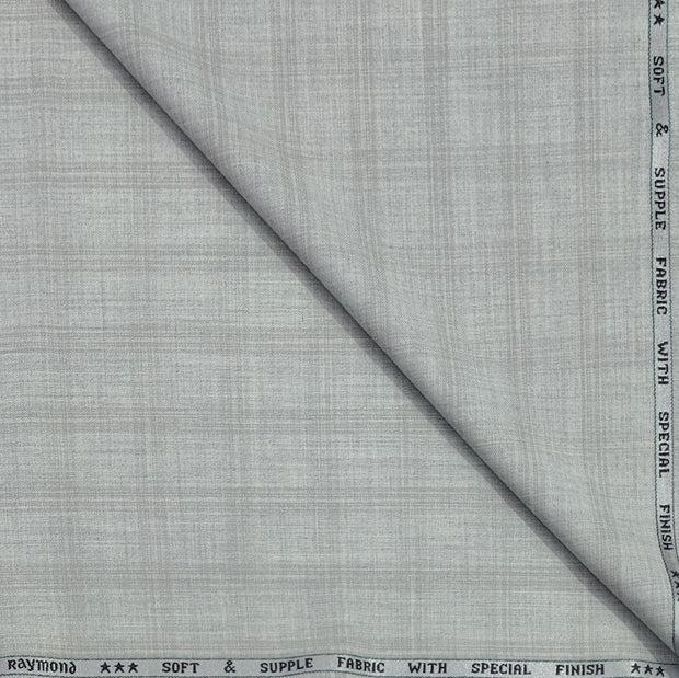 Trouser Fabric Raymond Poly Viscose Mild Check Colour Ash Grey