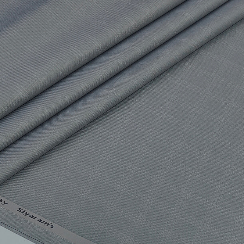 Trouser Fabric Siyaram Poly Viscose Check Colour Light Grey