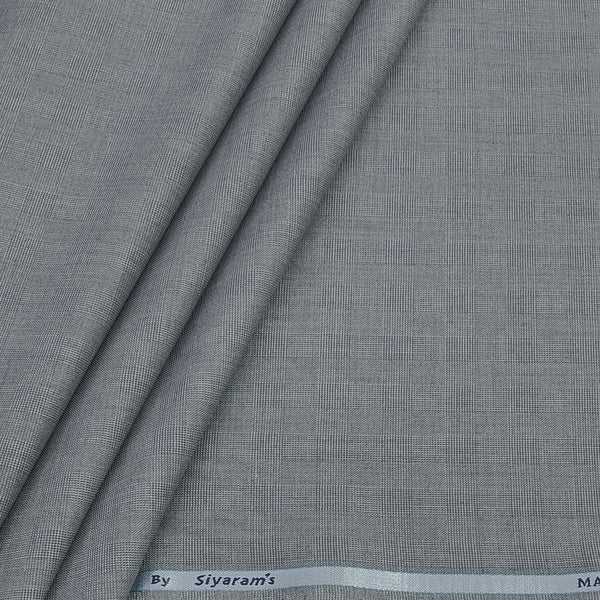 Trouser Fabric Siyaram Poly Viscose Mild Check Colour Light Grey