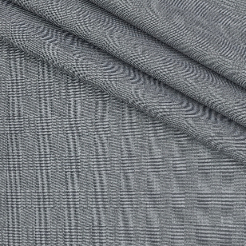 Trouser Fabric Siyaram Poly Viscose Mild Check Colour Light Grey