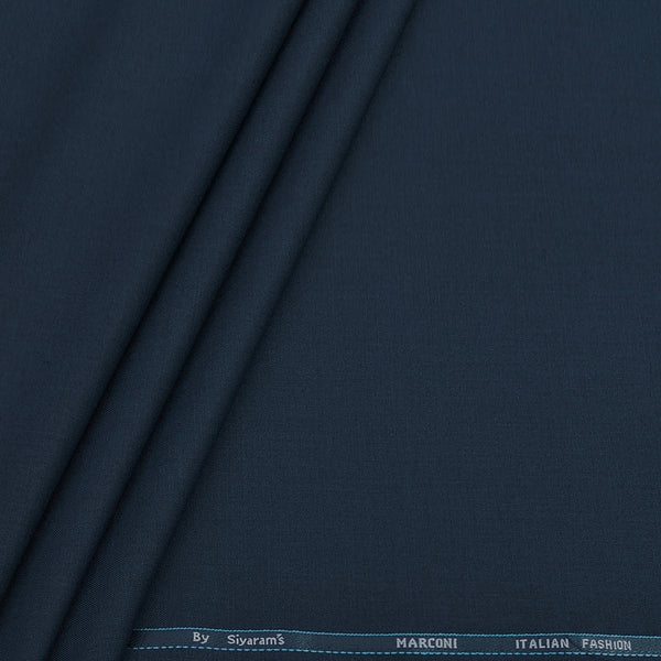 Trouser Fabric Siyaram Poly Viscose Self Check Colour Prussian Blue