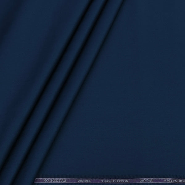 Shirt Fabric Soktas 80s Giza Cotton Plain Colour Sapphire Blue
