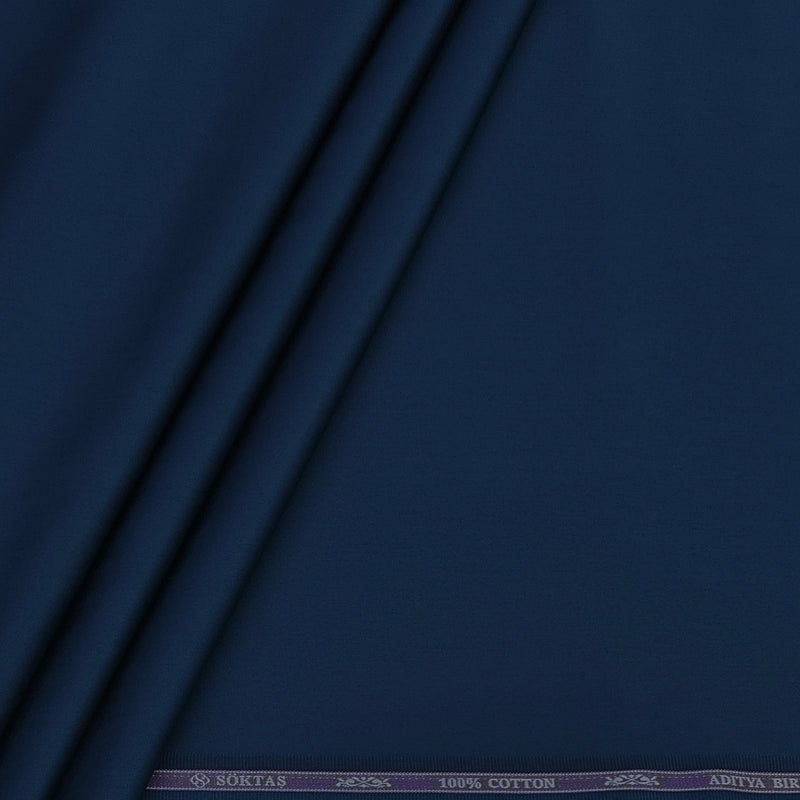 Shirt Fabric Soktas 80s Giza Cotton Plain Colour Sapphire Blue