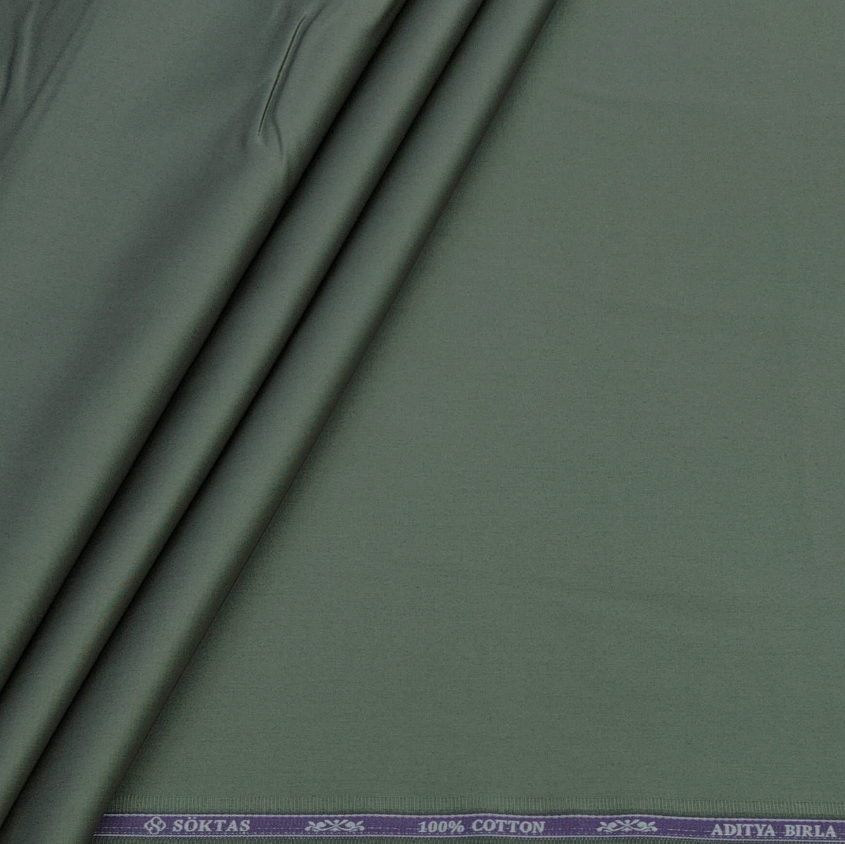 Shirt Fabric Soktas 80s Giza Cotton Plain Colour Sage Green