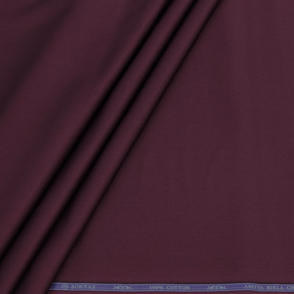 Shirt Fabric Soktas 80s Giza Cotton Plain Colour Dark Maroon