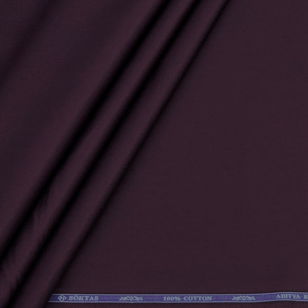Shirt Fabric Soktas 80s Giza Cotton Plain Colour Dark Purple