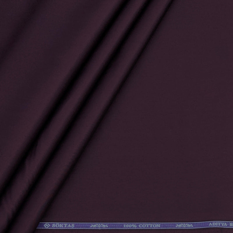 Shirt Fabric Soktas 80s Giza Cotton Plain Colour Dark Purple