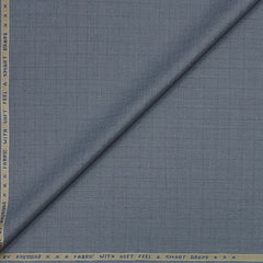 Trouser Fabric Raymond Poly Viscose Small Check Colour Greyish Blue