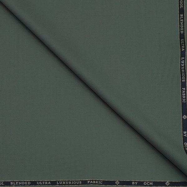 Trouser Fabric OCM Super 150s Wool Plain Colour Swamp Green