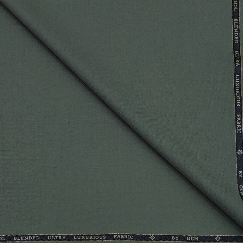Trouser Fabric OCM Super 150s 40%Wool Plain Colour Swamp Green