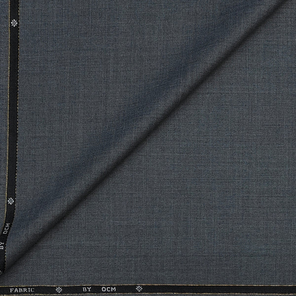 Trouser Fabric OCM Super 150s Wool Plain Colour Worsted Grey