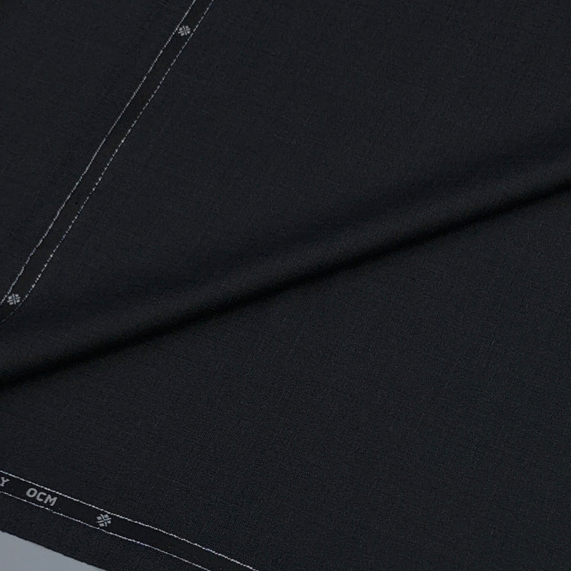 Trouser Fabric OCM Super 150s 40%Wool Plain Colour Worsted Black