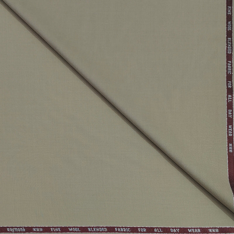 Trouser Fabric Raymond 100s Wool Blended Plain Colour Sand Brown