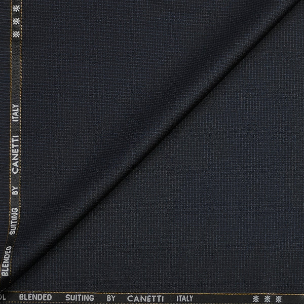 Trouser Fabric Canetti Italy Merino 100s Wool Blend Pin Check Colour Dull Black
