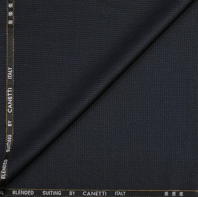 Trouser Fabric Canetti Italy Merino 100s Wool Blend Pin Check Colour Dull Black