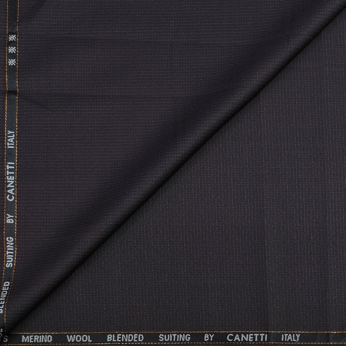 Trouser Fabric Canetti Italy Merino 100s Wool Blend Pin Check Colour Plum Wine