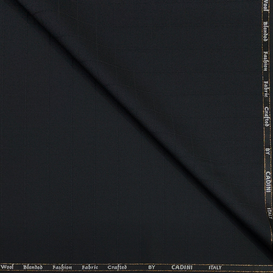 Trouser Fabric Canetti Italy Luxury 110s Wool Blended Check Colour Black