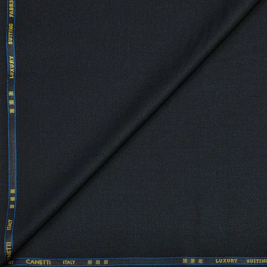 Trouser Fabric Canetti Italy Luxury Poly Viscose Texture Colour Dull Black