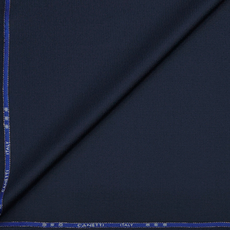 Trouser Fabric Canetti Italy Merino 100s Wool Blend Stretchable Pin Lining Colour Dark Blue