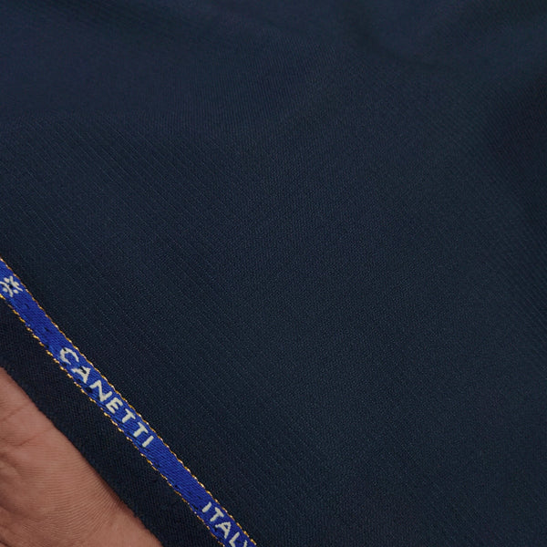 Trouser Fabric Canetti Italy Merino 100s Wool Blend Stretchable Pin Lining Colour Dark Blue