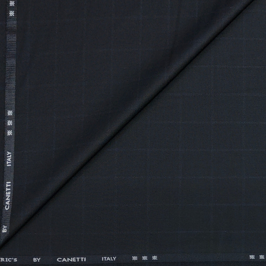 Trouser Fabric Canetti Italy Luxury Poly Viscose Check Colour Black