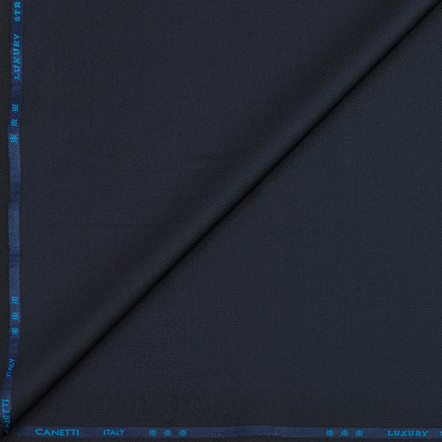 Trouser Fabric Canetti Italy Luxury Stretchable Poly Viscose Texture Colour Greyish Dark Blue