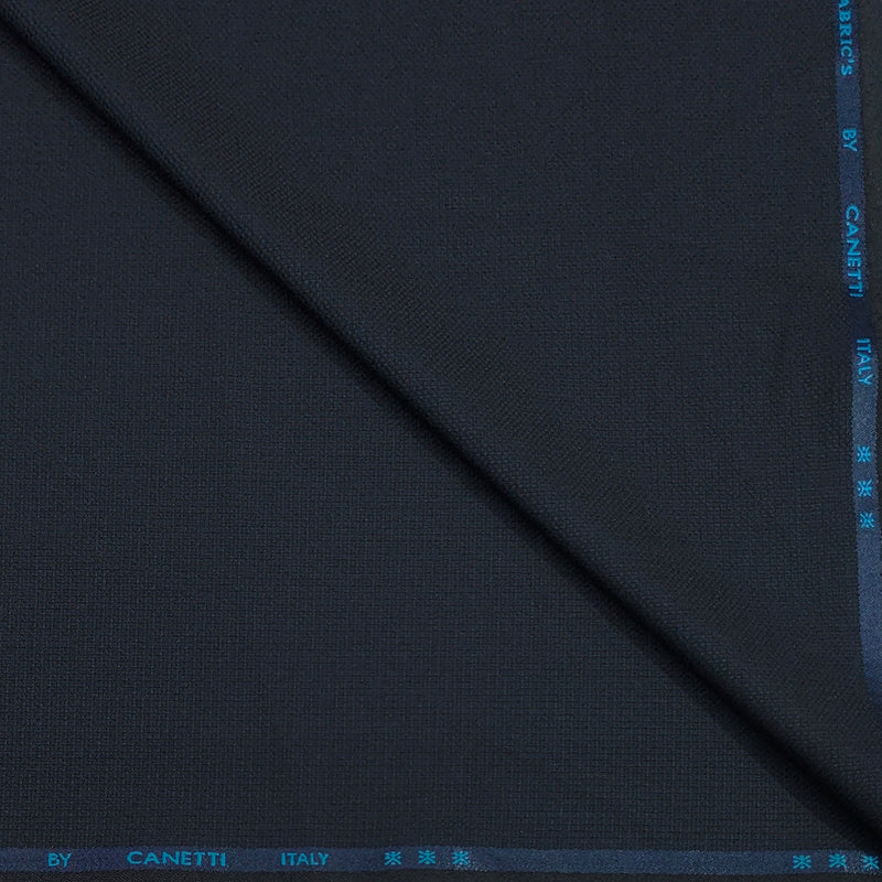 Trouser Fabric Canetti Italy Luxury Stretchable Poly Viscose Texture Colour Dark Midnight Blue