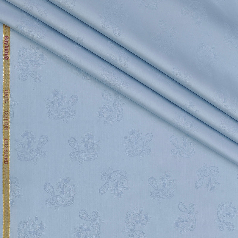 Shirt Fabric Raymond 100% Giza Cotton Premium Jacquard Colour Water Blue