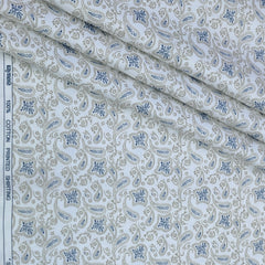 Shirt Fabric Raymond 100% Giza Cotton Print Colour White N Brown