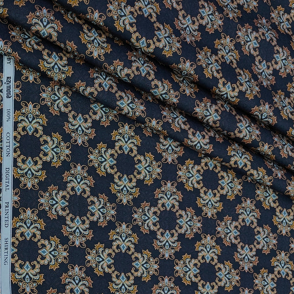 Shirt Fabric Raymond 100% Giza Cotton Digital Print Colour Brown