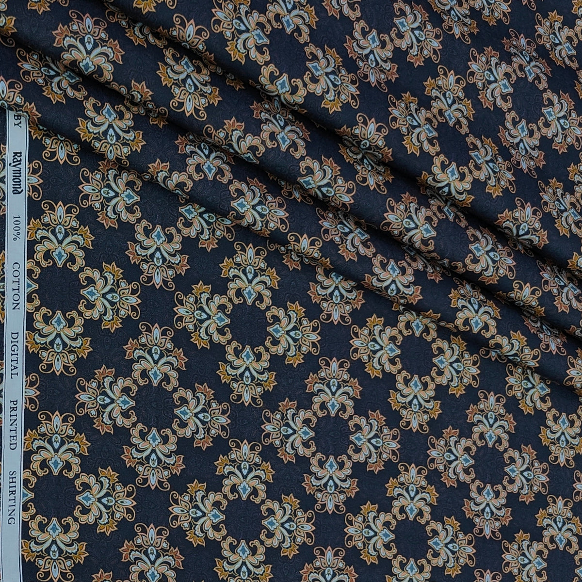 Shirt Fabric Raymond 100% Giza Cotton Digital Print Colour Brown